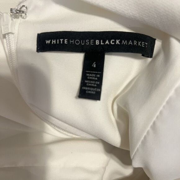 White House Black Market Women's Sleeveless Piped Knit Dress White Black Size 4 - Picture 5 of 6